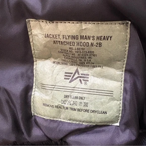 Alpha Industries Black Bomber Jacket N-2B with Fur Trim - Picture 6 of 8